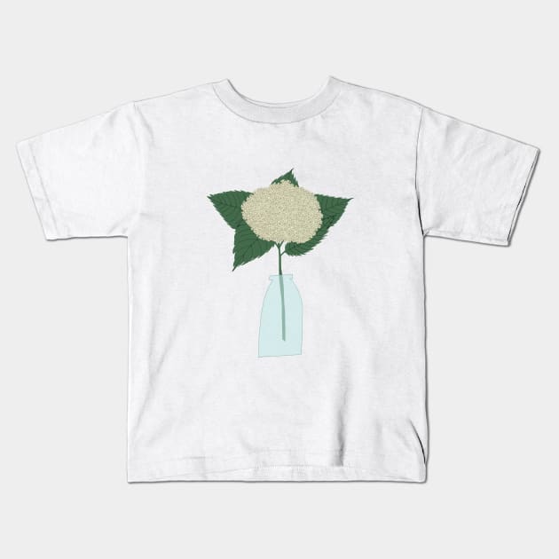 Floral drawing III: white hydrangea png Kids T-Shirt by Aidi Riera